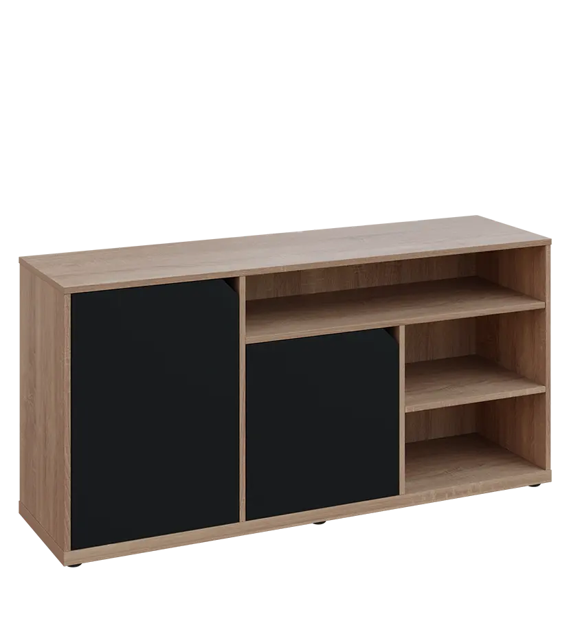 KU2-15DN3 L skříňka nízká 2-dveřová, nika, 740x1522x400, provedení levé, dub bardolino/černá